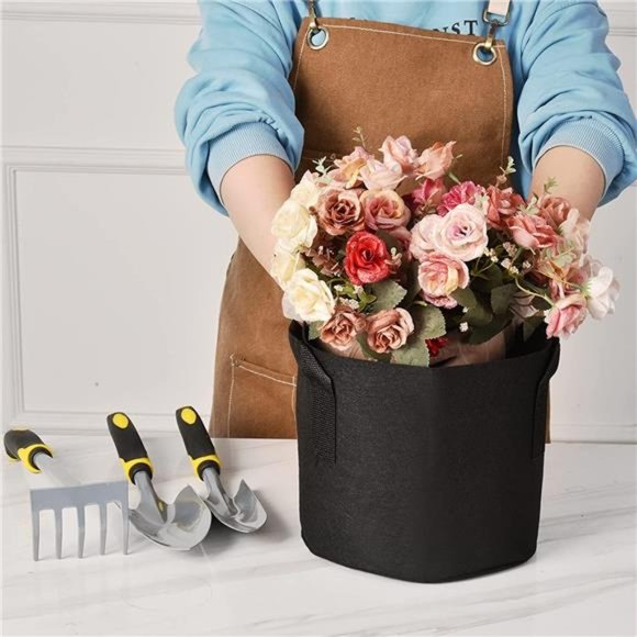 12-Pack 1 Gallon Thickened Non-Woven Grow Bags,Aeration Fabric Pots with Handles - Picture 5 of 7